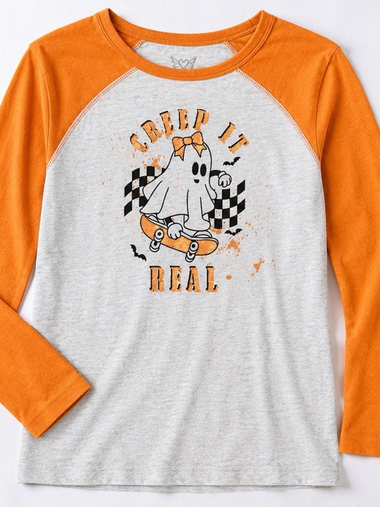 Victory Heart Other - Girls Creep It Real Halloween Ghost Raglan Long Sleeve Size 12